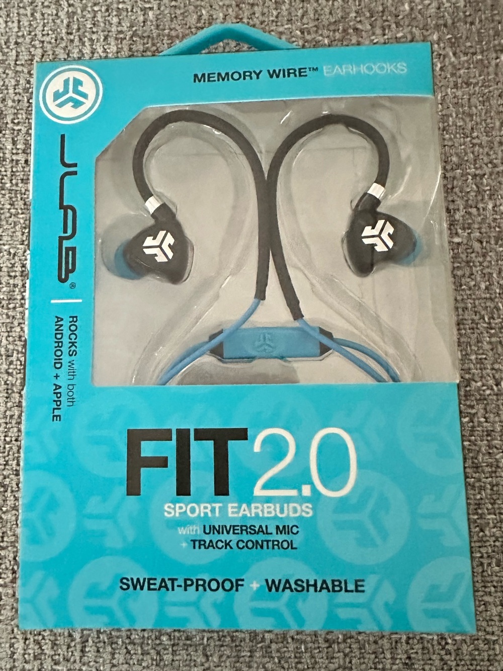 JLab FIT 2.0 Sport Earbuds - Black with Blue Accents